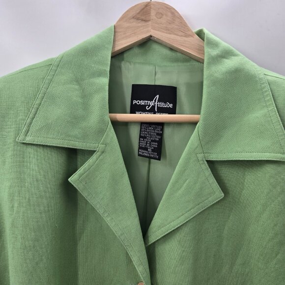 Vintage Positive Attitude Petite Green Linen/Rayon Maxi Dress 16WP - Picture 12 of 16